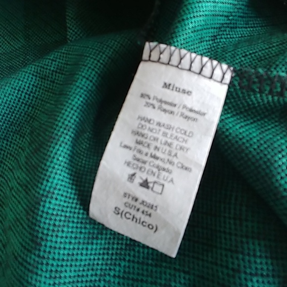 Miuse Green Black Plaid Tunic Dress Top - Picture 3 of 7